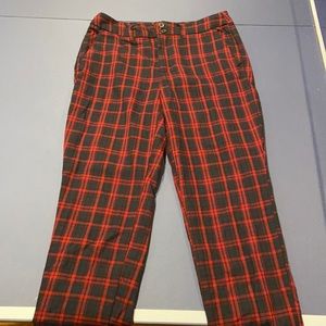 Red and black plaid trouser pants